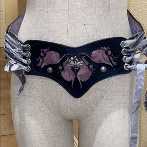 Feathery Leathery belt and hat set.